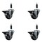 Service Caster 3'' Thermoplastic Rubber Swivel 7/8'' Expanding Stem Caster Set with Brake, 4PK SCC-EX20S314-TPRB-PLB-78-4 - alternate 1